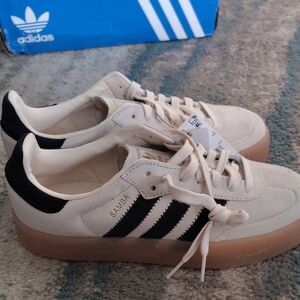 Adidas Samba Shoes in Off-White and Black